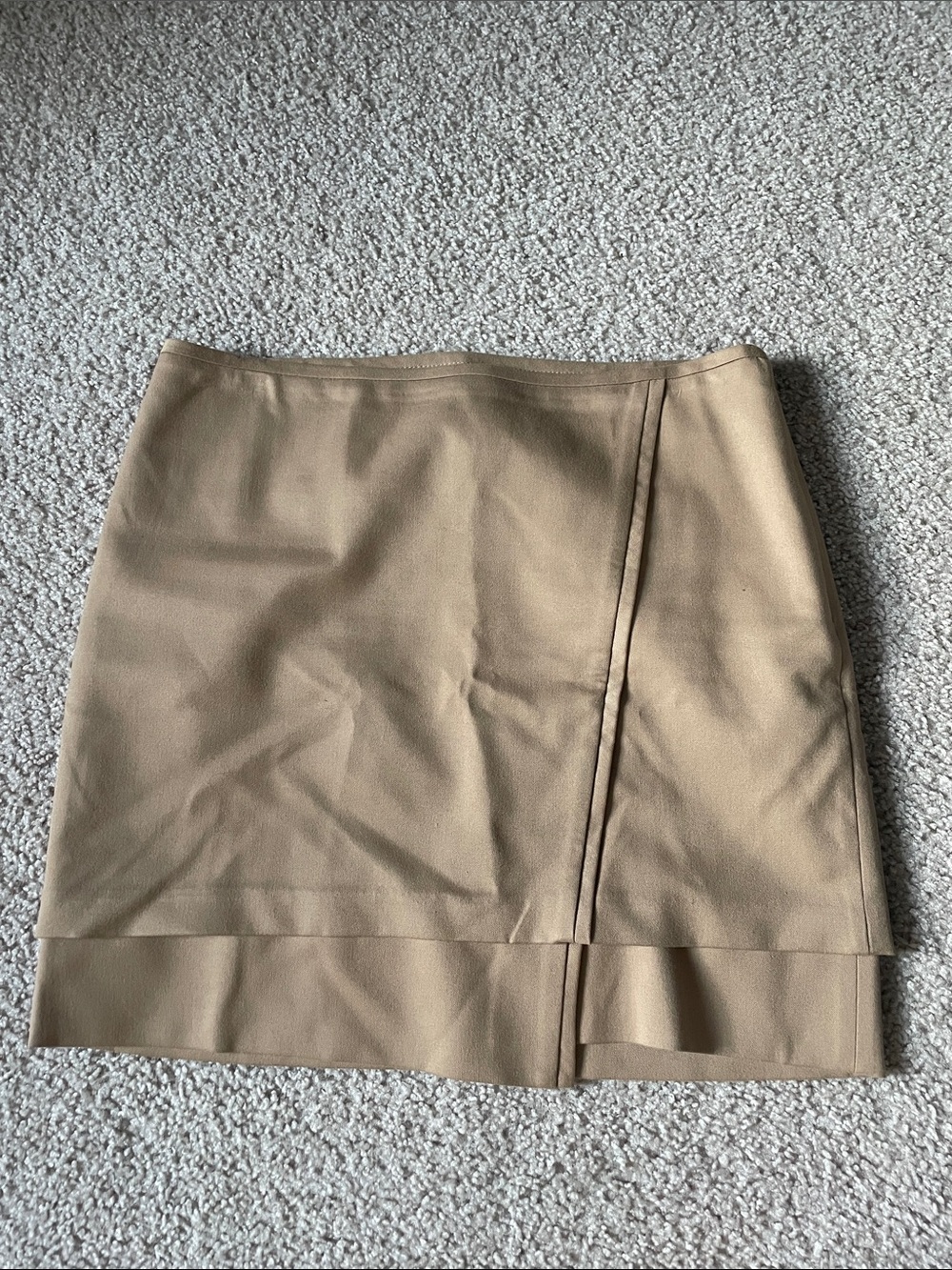 White House Black Market Tan layered Skirt with Subtle Attached Front Panel
